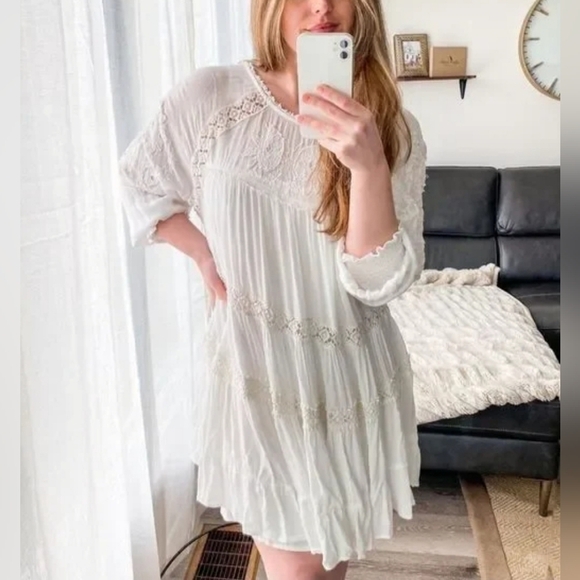 Boho white midi flowy dress - Picture 7 of 8